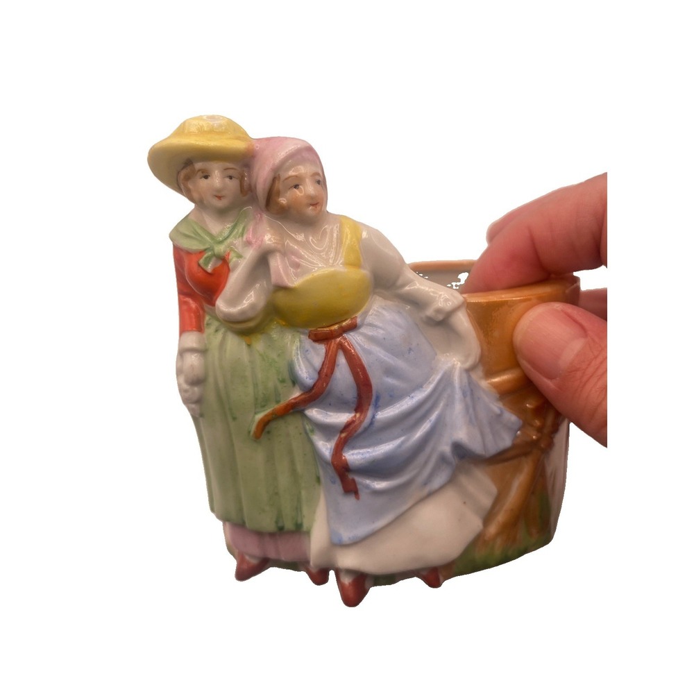 VTG Made In Japan Two Women Lusterware Small Figurine Bowl/Planter